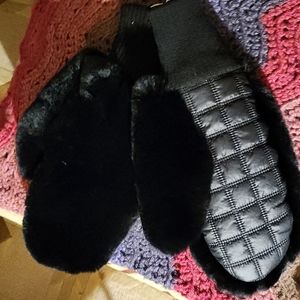 Rabbit fur mittens